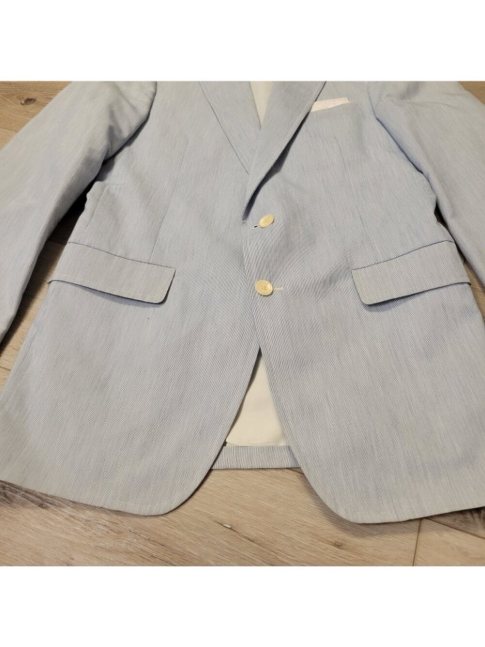 Vtg Mens Light Blue Preppy Americana Blazer Suit Jacket Old Money 2 Button READ - Picture 4 of 7